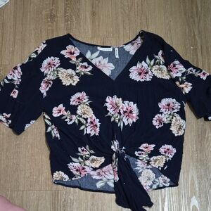 Elegant Floral V-Neck Blouse